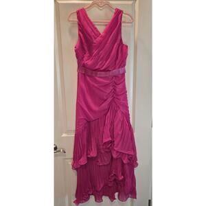 Pink Womens Dress Size Medium Pleated Ruffled Bottom Back Zipper
